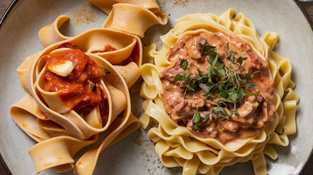 What is the difference between pappardelle and egg noodles?